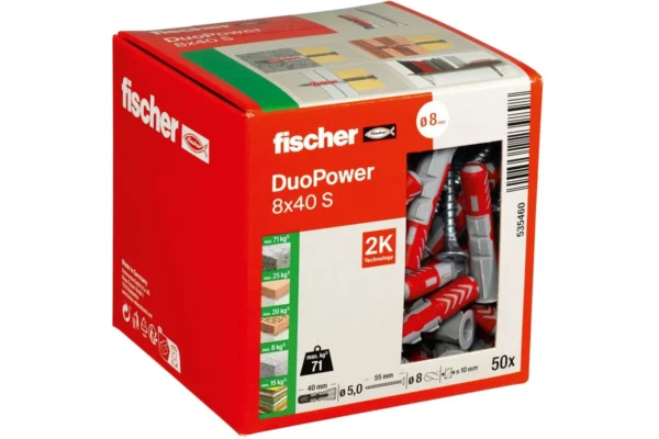 Дюбель универсальный Fischer Duopower 8X40 S (50ШТ) — изображение 1