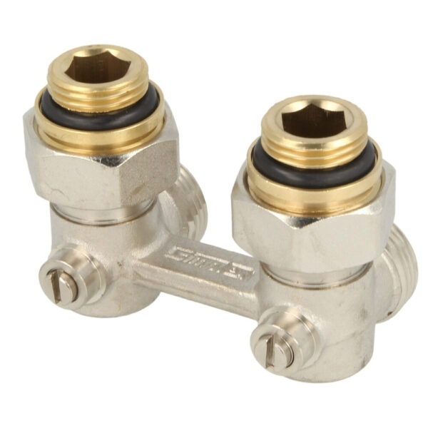 Угловой H-образный вентиль радиатора 3/4"x1/2 — изображение 1