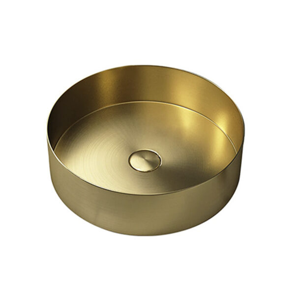 Roostevaba_valamu_400_umar_kuldne_tootasapinnale_Alyanstorupood Нержавеющая мойка 400 круглая, золотистая, встраиваемая в столешницу — изображение 1