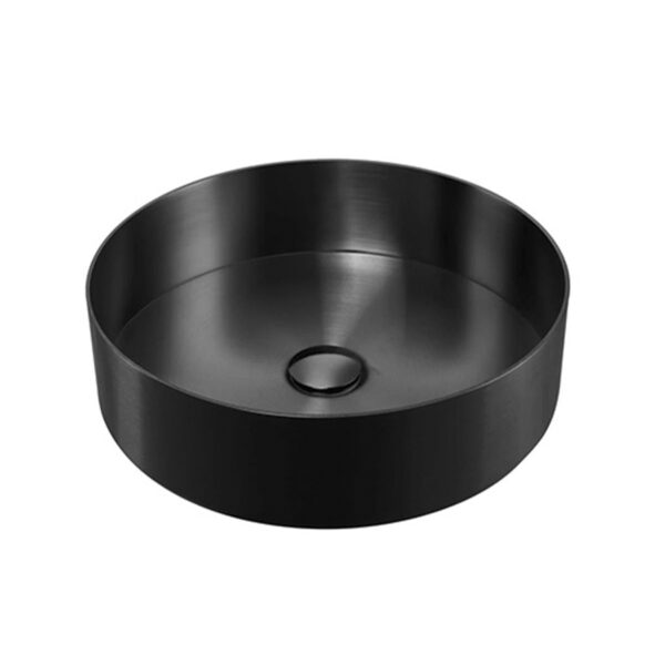 Roostevaba_valamu_400_umar_must_tootasapinnale_Alyanstorupood Нержавеющая мойка 400 круглая, чёрная, встраиваемая в столешницу — изображение 1