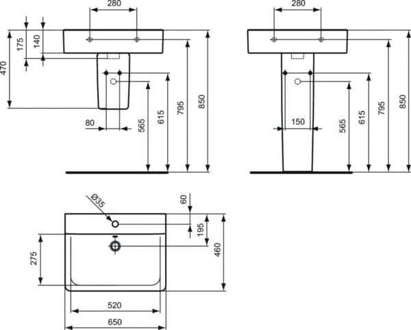 Valamu Connect Cube Ideal Standard 600x460 Valge - Image 2