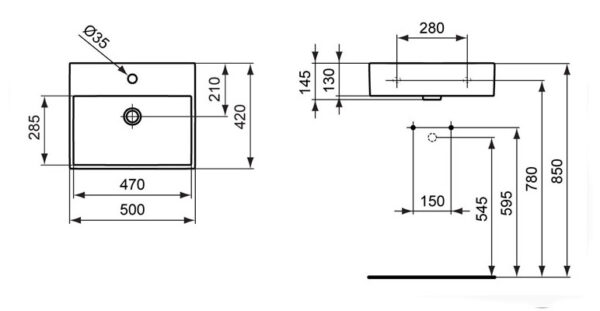 Valamu Strada Ideal Standard 500x420 Valge - Image 2