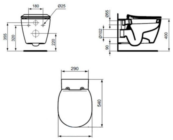Seinapott WC-pott CONNECT Ideal Standard, valge (peidetud kinnitusega) - Image 2