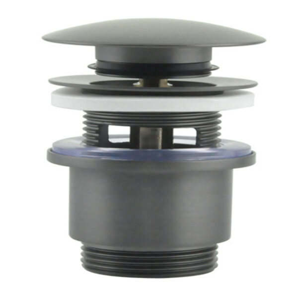 Донный клапан с переливом, cklick-clack 1 1/4", с отверстием для перелива, латунь, серый — изображение 1