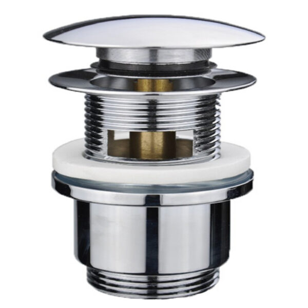 Донный клапан с переливом, cklick-clack 1 1/4", с отверстием для перелива, латунь, хром — изображение 1