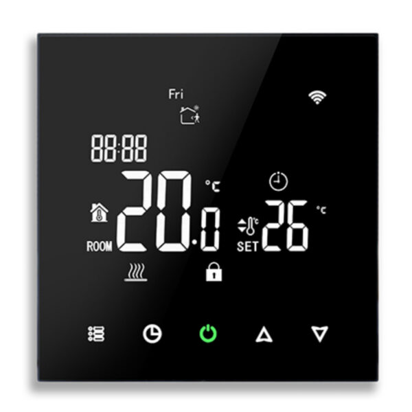 WIFI ruumitermostaat digitaalne puutetundlik 230V;3A, kuiv kontakt, must - Image 1