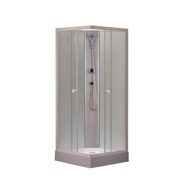 Dušikabiin Flory 80x80x(185+15)cm, kandiline, kirgas klaas - Image 1